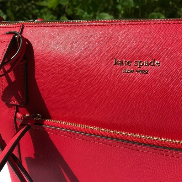 NWT New Kate Spade Large Red Pocket Tote Bag - Picture 5 of 8